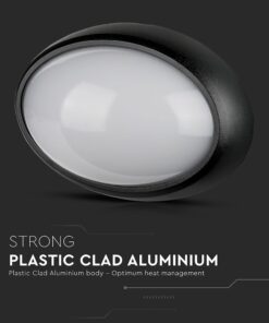 LED Φωτιστικό Πλαφονιέρα 12W V-TAC Οβάλ Μαύρο Αδιάβροχο IP65 Θερμό Λευκό 3000Κ – 1350
