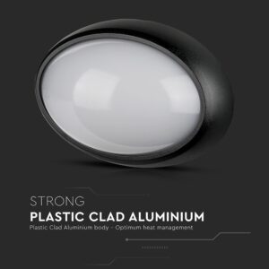 LED Φωτιστικό Πλαφονιέρα 12W V-TAC Οβάλ Μαύρο Αδιάβροχο IP65 Θερμό Λευκό 3000Κ – 1350