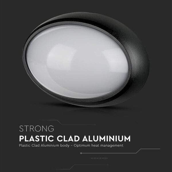 LED Φωτιστικό Πλαφονιέρα 12W V-TAC Οβάλ Μαύρο Αδιάβροχο IP65 Θερμό Λευκό 3000Κ – 1350