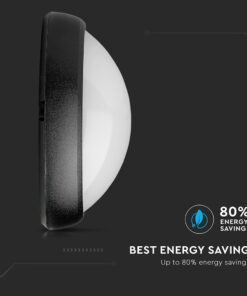 LED Φωτιστικό Πλαφονιέρα 12W V-TAC Οβάλ Μαύρο Αδιάβροχο IP65 Θερμό Λευκό 3000Κ – 1350