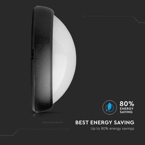 LED Φωτιστικό Πλαφονιέρα 12W V-TAC Οβάλ Μαύρο Αδιάβροχο IP65 Θερμό Λευκό 3000Κ – 1350