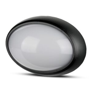 LED Φωτιστικό Πλαφονιέρα 12W V-TAC Οβάλ Μαύρο Αδιάβροχο IP65 Θερμό Λευκό 3000Κ – 1350