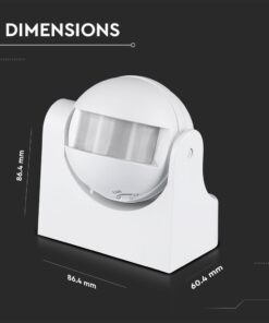 Επιτοίχιος Ανιχνευτής Κίνησης Υπερύθρων IP44 με Δυνατότητα Παράκαμψης Αυτόματης Λειτουργίας Λευκός V-TAC – 1354