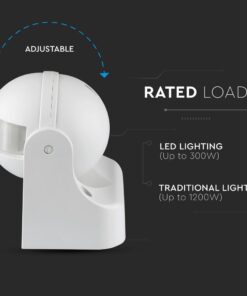 Επιτοίχιος Ανιχνευτής Κίνησης Υπερύθρων IP44 με Δυνατότητα Παράκαμψης Αυτόματης Λειτουργίας Λευκός V-TAC – 1354