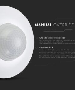 Ανιχνευτής Κίνησης Οροφής Υπερύθρων με Δυνατότητα Παράκαμψης Αυτόματης Λειτουργίας Λευκός V-TAC – 1355