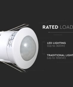 Ανιχνευτής Κίνησης Οροφής Υπερύθρων με Δυνατότητα Παράκαμψης Αυτόματης Λειτουργίας Χωνευτός Λευκός V-TAC – 1356