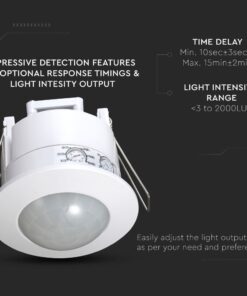 Ανιχνευτής Κίνησης Οροφής Υπερύθρων με Δυνατότητα Παράκαμψης Αυτόματης Λειτουργίας Χωνευτός Λευκός V-TAC – 1356