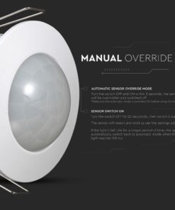 Ανιχνευτής Κίνησης Οροφής Υπερύθρων με Δυνατότητα Παράκαμψης Αυτόματης Λειτουργίας Χωνευτός Λευκός V-TAC – 1356
