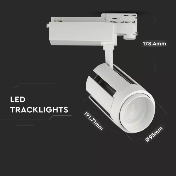 LED φωτιστικό ράγας Cree COB 35W 6400K Ψυχρό λευκό με ρυθμιζόμενη γωνία φωτός V-TAC – 1359
