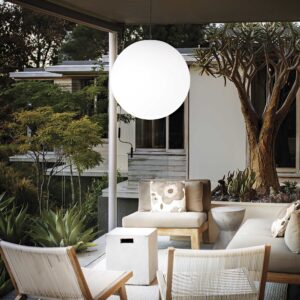 IDEAL LUX Κρεμαστό Φωτιστικό Οροφής Βεράντας Πλαστικό SOLE 1xE27 ΙP44 Φ500 Λευκό – 136011