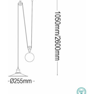 IDEAL LUX Κρεμαστό Φωτιστικό UP AND DOWN 1xE27 Μαύρου Χρώματος – 136332