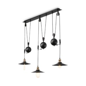 IDEAL LUX Κρεμαστό 3Φωτο Φωτιστικό Οροφής UP AND DOWN 3xE27 Μαύρου Χρώματος  – 136349