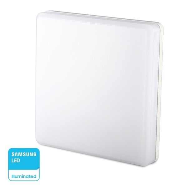 LED Πλαφονιέρα Λευκή 15W V-TAC PRO Samsung Chip IP44 110° 1500lm 20x20 Φυσικό 4000K - 55679