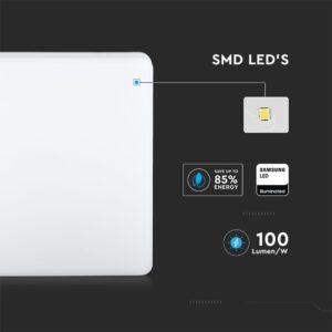 LED Πλαφονιέρα Λευκή 25W V-TAC PRO Samsung Chip IP44 110° 2500lm 30×30 Θερμό 3000K – 13959