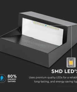 Επιτοίχιο Φωτιστικό LED για Σκαλοπάτια 3W V-TAC Μαύρο Τετράγωνο Αδιάβροχο IP65 Θερμό Λευκό 3000K – 1398