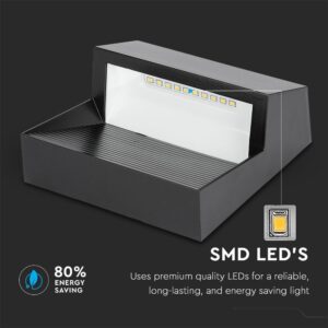 Επιτοίχιο Φωτιστικό LED για Σκαλοπάτια 3W V-TAC Μαύρο Τετράγωνο Αδιάβροχο IP65 Θερμό Λευκό 3000K – 1398
