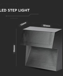 Επιτοίχιο Φωτιστικό LED για Σκαλοπάτια 3W V-TAC Μαύρο Τετράγωνο Αδιάβροχο IP65 Θερμό Λευκό 3000K – 1398