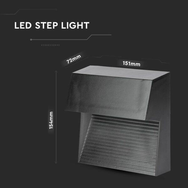 Επιτοίχιο Φωτιστικό LED για Σκαλοπάτια 3W V-TAC Μαύρο Τετράγωνο Αδιάβροχο IP65 Θερμό Λευκό 3000K – 1398