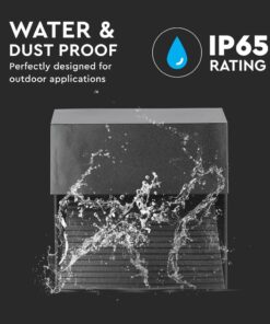 Επιτοίχιο Φωτιστικό LED για Σκαλοπάτια 3W V-TAC Μαύρο Τετράγωνο Αδιάβροχο IP65 Θερμό Λευκό 3000K – 1398