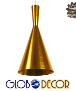GloboStar® SHANGHAI GOLD 01546 Μοντέρνο Κρεμαστό Φωτιστικό Οροφής Μονόφωτο 1 x E27 Χρυσό Μεταλλικό Καμπάνα Φ18 x Y38.5cm