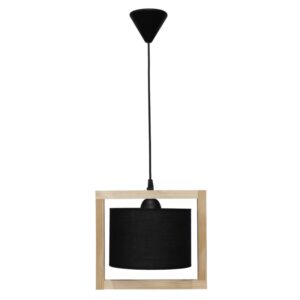 HKF-03 1L WOOD ΜΑΥΡΟ-NATURAL ΚΡΕΜΑΣΤΟ Ε/27 ΞΥΛΟ-ΑΜΠΑΖΟΥΡ Heronia – 14-0213
