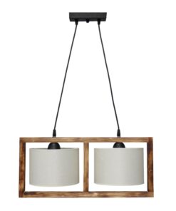 HKF-01 2L WOOD ΛΕΥΚΟ/ΚΡΕΜ-ΚΑΜΕΝΟ ΚΡΕΜΑΣΤΟ Ε/27 ΞΥΛΟ-ΑΜΠΑΖΟΥΡ Heronia – 14-0222