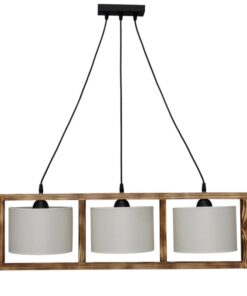 HKF-01 3L WOOD ΛΕΥΚΟ/ΚΡΕΜ-ΚΑΜΕΝΟ ΚΡΕΜΑΣΤΟ Ε/27 ΞΥΛΟ-ΑΜΠΑΖΟΥΡ Heronia – 14-0228