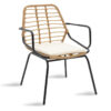 Naoki pakoworld armchair metal-black-pe natural 140-000011