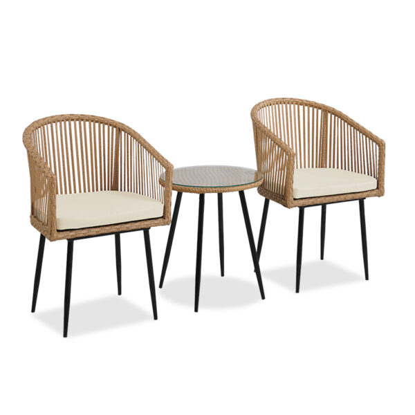 Garden lounge set 3pcs Naoki pakoworld metal black – pe natural 140-000022