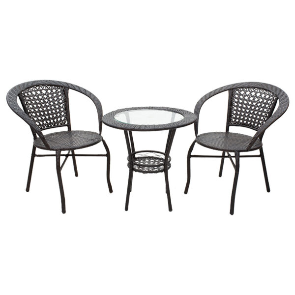 Garden lounge set 3pcs Saylor pakoworld metal-pe rattan brown 140-000028