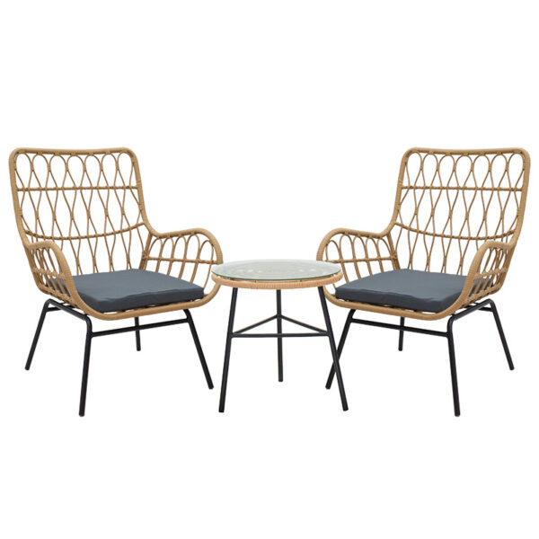 Garden lounge set 3pcs Gaus pakoworld pe natural-metal black 140-000049