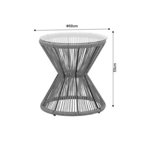ραπέζι Mabil pakoworld rattan φυσικό-γυαλί 140-000053