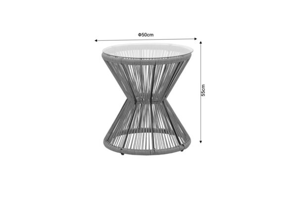 ραπέζι Mabil pakoworld rattan φυσικό-γυαλί 140-000053