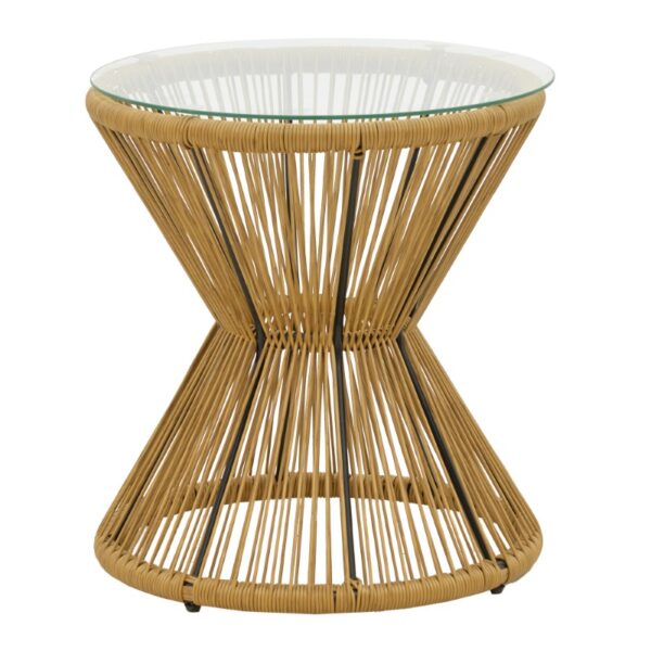 ραπέζι Mabil pakoworld rattan φυσικό-γυαλί 140-000053