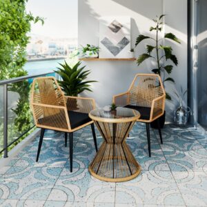 Πολυθρόνα Tanish pakoworld rattan φυσικό-πόδι μαύρο μέταλλο 58×58.5×87εκ 140-000055