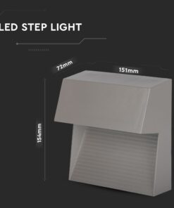 Επιτοίχιο Φωτιστικό LED για Σκαλοπάτια 3W V-TAC Γκρι Τετράγωνο Αδιάβροχο IP65 Θερμό Λευκό 3000K – 1400