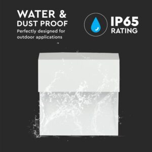 Επιτοίχιο Φωτιστικό LED για Σκαλοπάτια 3W V-TAC Λευκό Τετράγωνο Αδιάβροχο IP65 Θερμό Λευκό 3000K – 211402