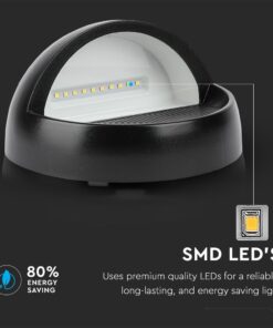 Επιτοίχιο Φωτιστικό LED για Σκαλοπάτια 3W V-TAC Μαύρο Στρογγυλό Αδιάβροχο IP65 Θερμό Λευκό 3000K – 1404