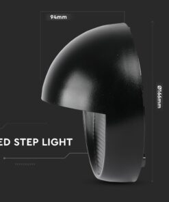 Επιτοίχιο Φωτιστικό LED για Σκαλοπάτια 3W V-TAC Μαύρο Στρογγυλό Αδιάβροχο IP65 Θερμό Λευκό 3000K – 1404