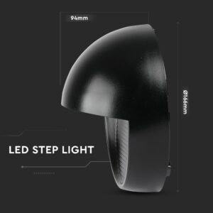 Επιτοίχιο Φωτιστικό LED για Σκαλοπάτια 3W V-TAC Μαύρο Στρογγυλό Αδιάβροχο IP65 Θερμό Λευκό 3000K – 1404