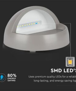 Επιτοίχιο Φωτιστικό LED για Σκαλοπάτια 3W V-TAC Γκρι Στρογγυλό Αδιάβροχο IP65 Θερμό Λευκό 3000K – 1406