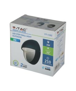 Επιτοίχιο Φωτιστικό LED για Σκαλοπάτια 3W V-TAC Γκρι Στρογγυλό Αδιάβροχο IP65 Θερμό Λευκό 3000K – 1406