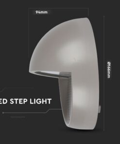 Επιτοίχιο Φωτιστικό LED για Σκαλοπάτια 3W V-TAC Γκρι Στρογγυλό Αδιάβροχο IP65 Θερμό Λευκό 3000K – 1406