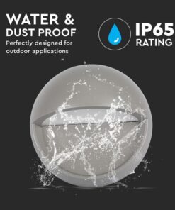 Επιτοίχιο Φωτιστικό LED για Σκαλοπάτια 3W V-TAC Γκρι Στρογγυλό Αδιάβροχο IP65 Θερμό Λευκό 3000K – 1406