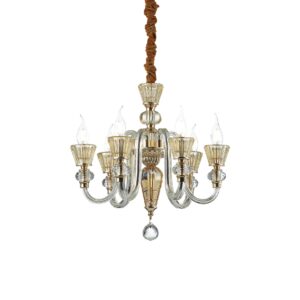IDEAL LUX Κρεμαστό Φωτιστικό  STRAUSS 6xE14 Κρύσταλλο – 140605