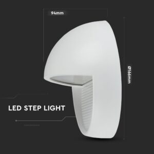 Επιτοίχιο Φωτιστικό LED για Σκαλοπάτια 3W V-TAC Λευκό Στρογγυλό Αδιάβροχο IP65 Θερμό Λευκό 3000K – 1408