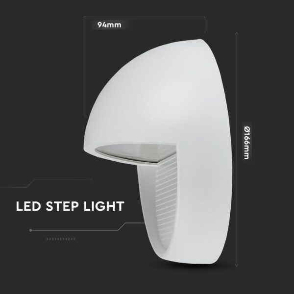 Επιτοίχιο Φωτιστικό LED για Σκαλοπάτια 3W V-TAC Λευκό Στρογγυλό Αδιάβροχο IP65 Θερμό Λευκό 3000K – 1408