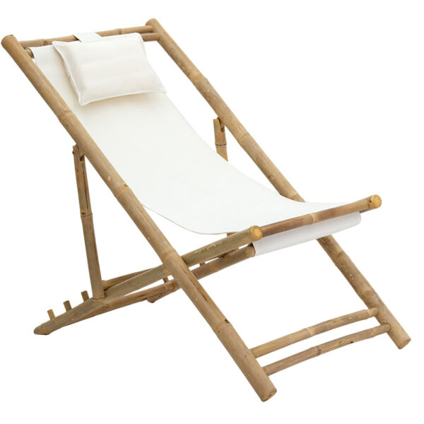 Salixl pakoworld folding deck chair bamboo natural-fabric ecru 141-000013