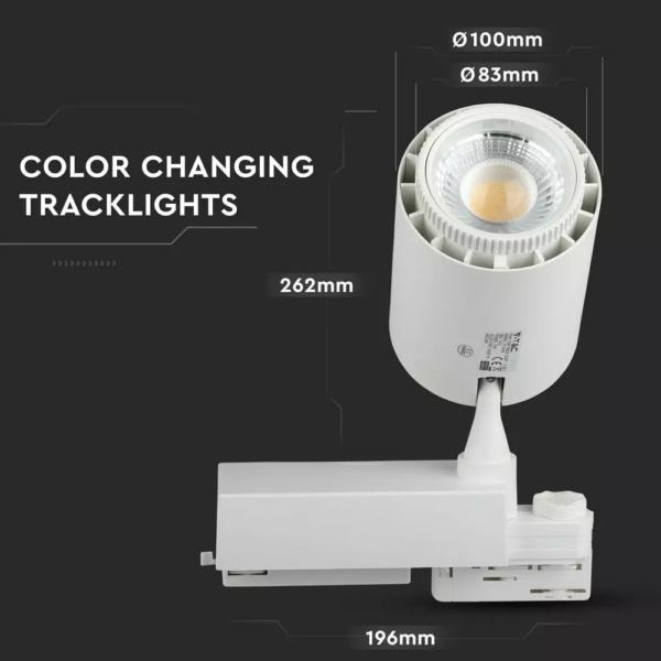 LED φωτιστικό ράγας COB 35W με επιλογή φωτός και γωνίας δέσμης Dimmable λευκό σώμα V-TAC – 1412