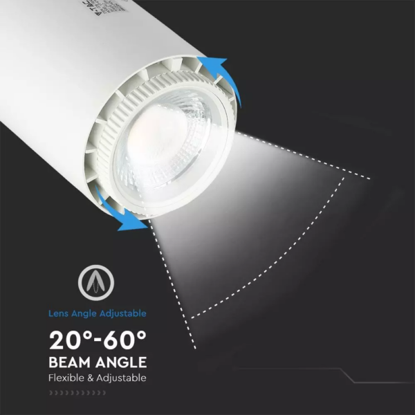 LED φωτιστικό ράγας COB 35W με επιλογή φωτός και γωνίας δέσμης Dimmable λευκό σώμα V-TAC – 1412